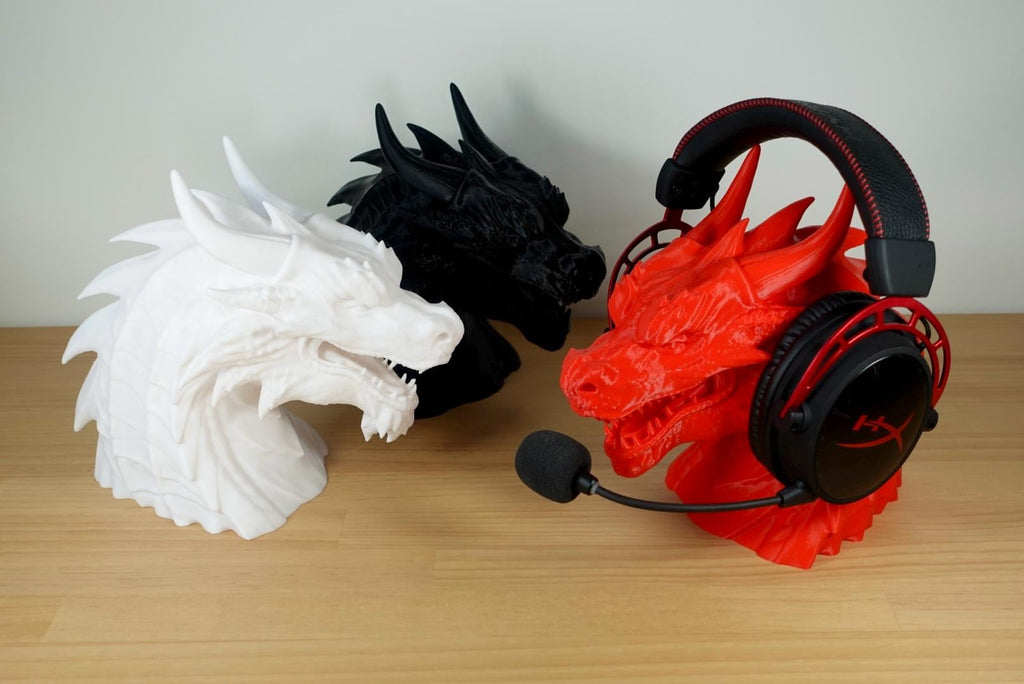 Dragon Head Headphone Stand - 3D Printed in Various Colors for Gaming and Fantasy Enthusiasts
