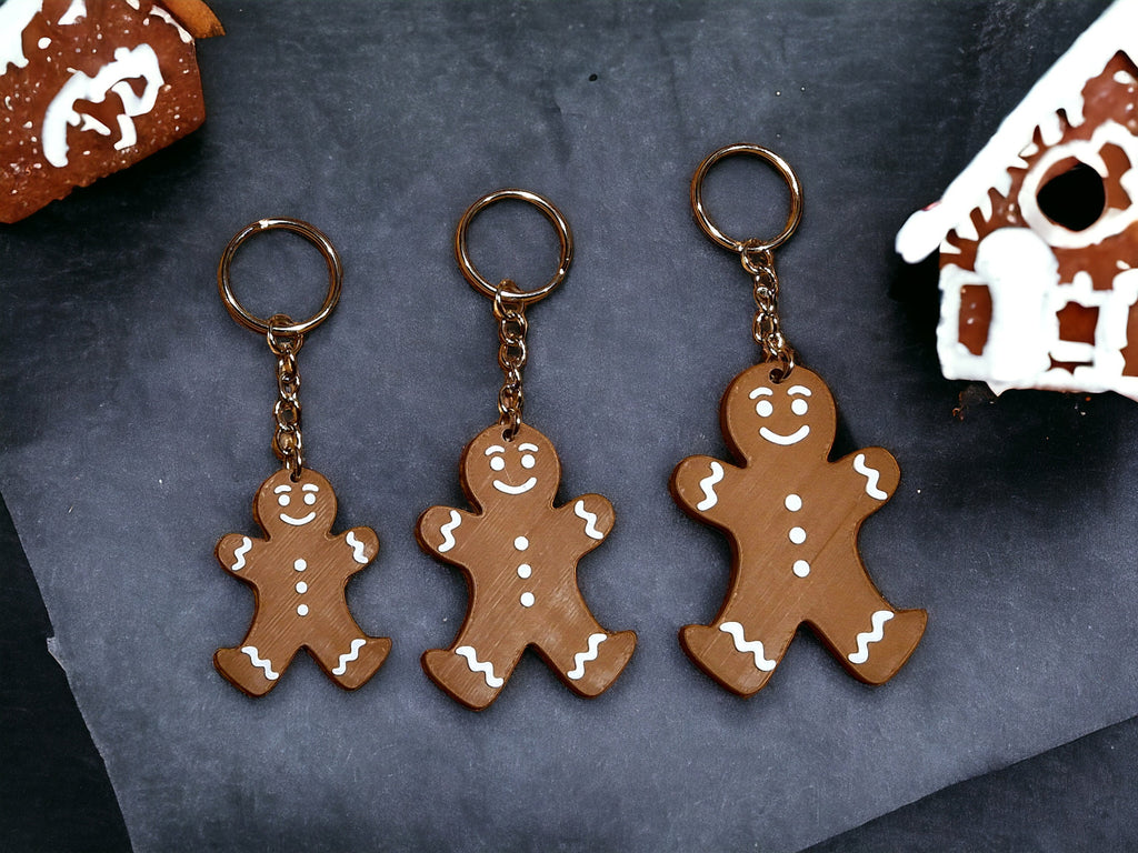 3D Printed Gingerbread Man Keyring – Festive Holiday Charm