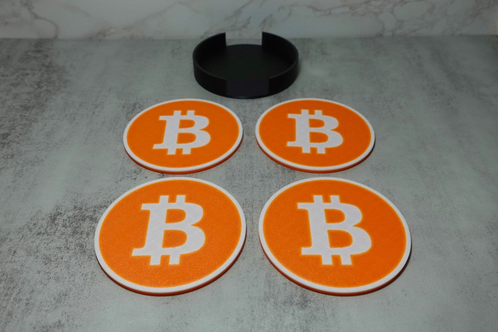 Keep your tables protected in style with this set of 4 bitcoin coasters, a must-have for any cryptocurrency enthusiast.