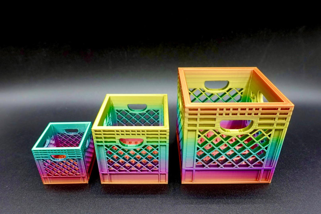 Colorful Mini Crate Storage Boxes - Small to Large Sizes - Adorable 3D Printed Desk Organisers