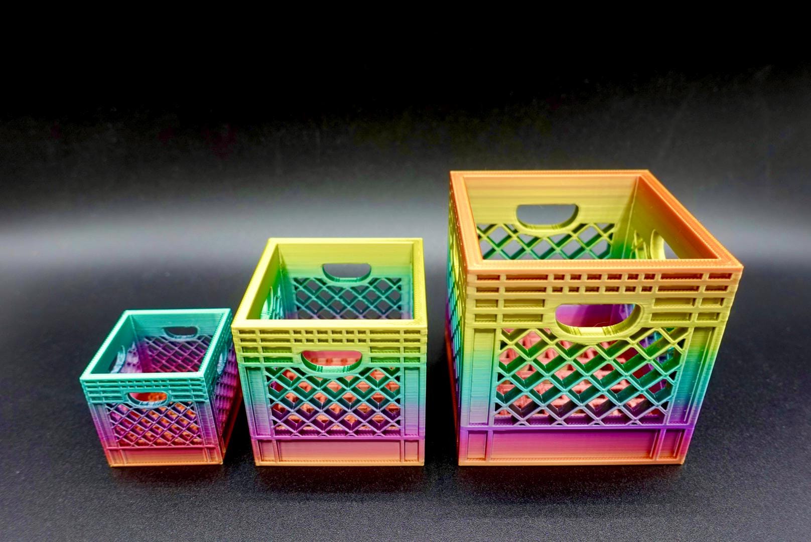 Colorful Mini Crate Storage Boxes - Small to Large Sizes - Adorable 3D Printed Desk Organisers
