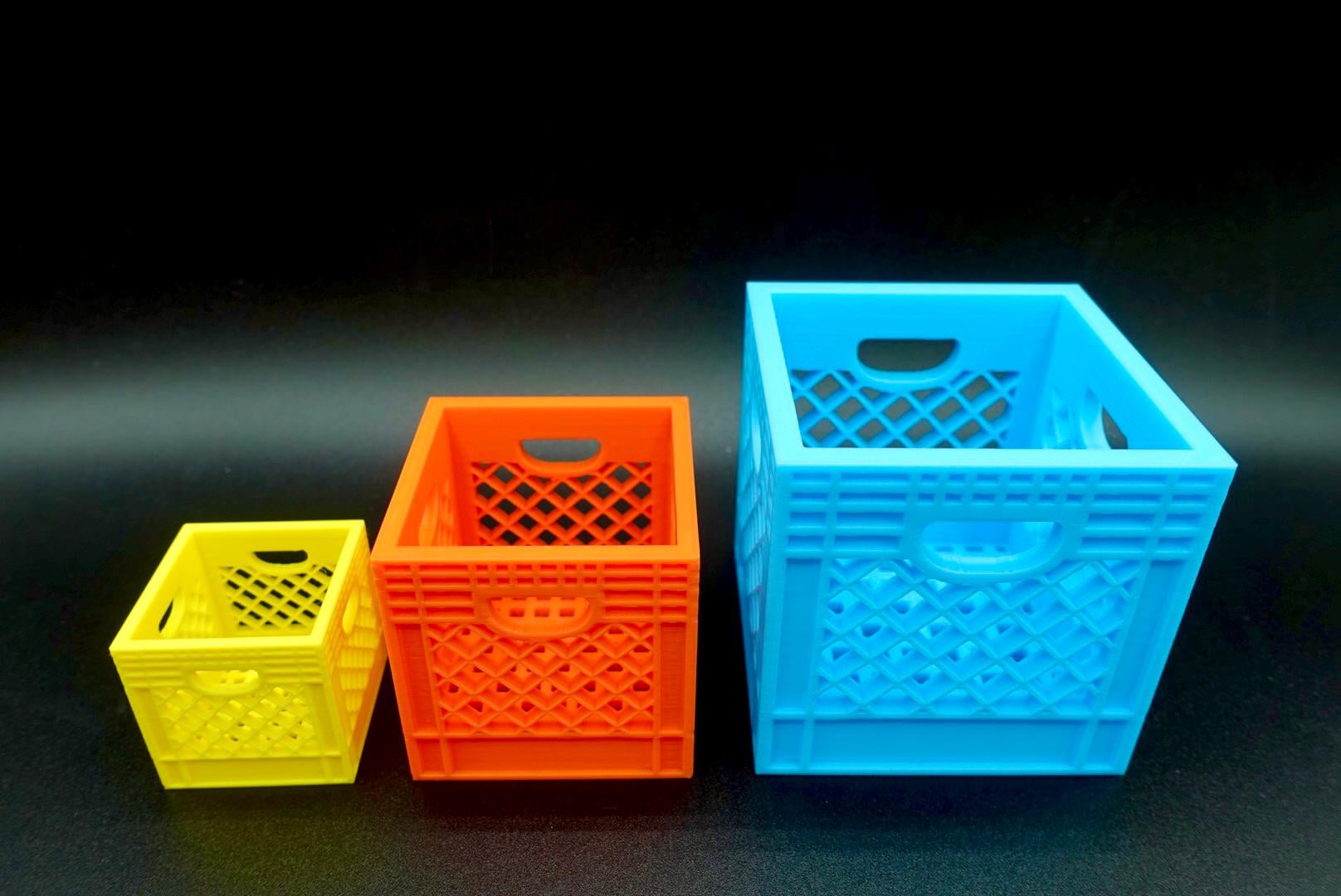 Colorful Mini Crate Storage Boxes - Small to Large Sizes - Adorable 3D Printed Desk Organisers