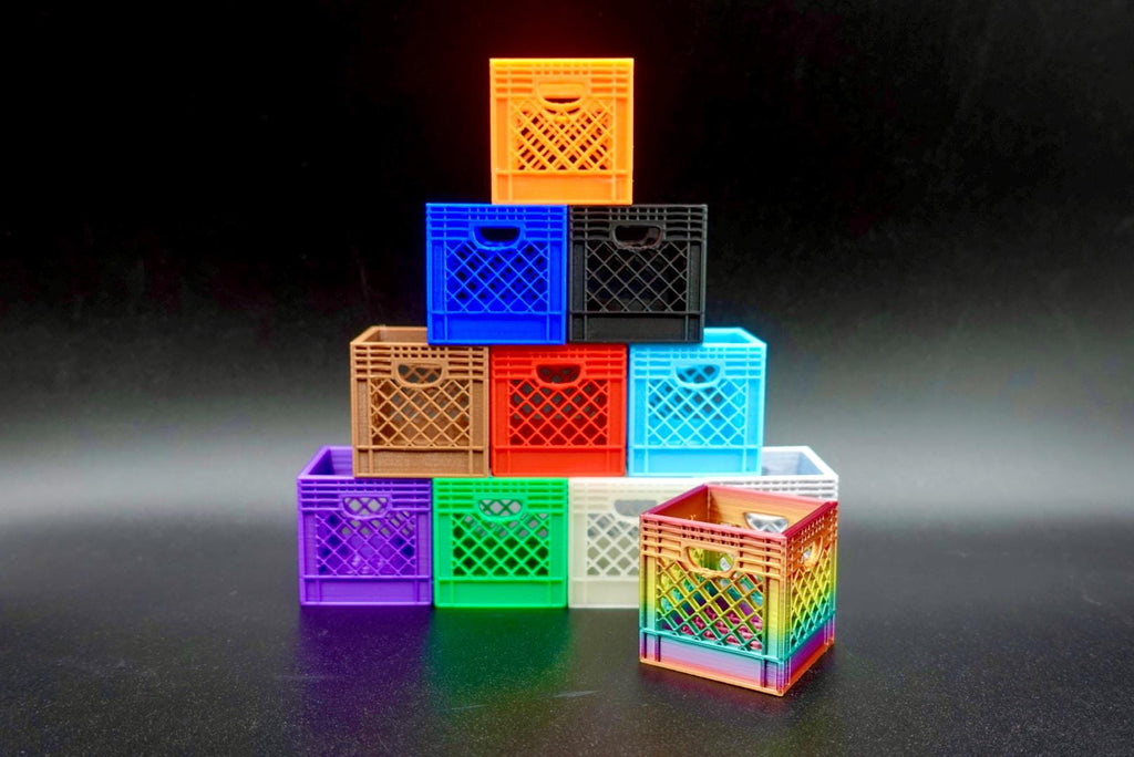 Colorful Mini Crate Storage Boxes - Small to Large Sizes - Adorable 3D Printed Desk Organisers