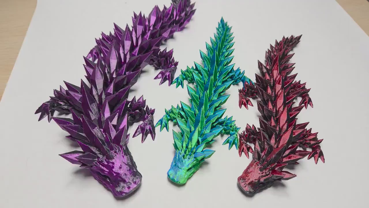 Articulated Spiky Dragon: 3D Printed Fidget Toy, Dual Colour