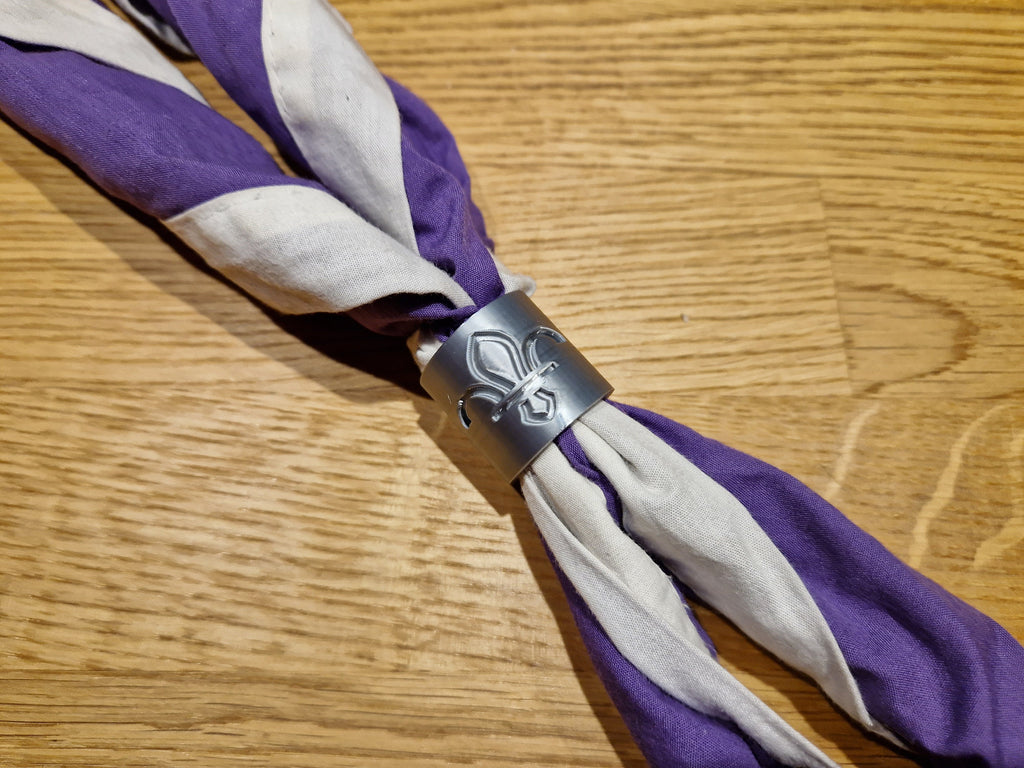 Biodegradable Scout Woggle - shown on a scout necker